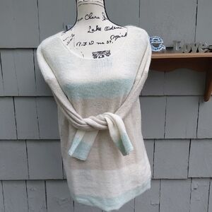 GAP Cream and Blue Crew Neck Sweater with Relaxed Fit